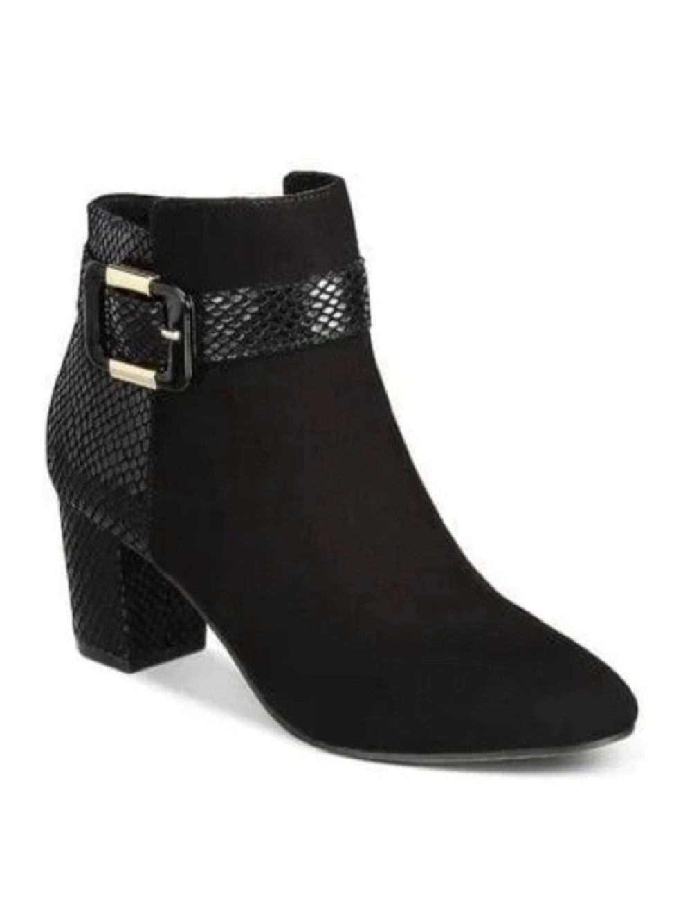 Karen Scott Black Ankle Boot with Textured Buckle Strap